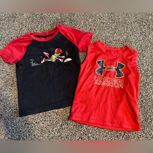 Under Armour Red and Black Graphic Tees